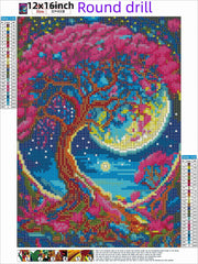Beautiful Moonlight Tree Diamond Painting Kits for Adults 12in x 16in Full Drill - Cozzzy Goods