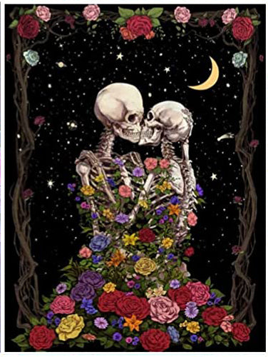 Diamond Painting Kits for Adults and Kids Kissing Skeletons  at night    -  12in x 16in Full Drill - Cozzzy Goods