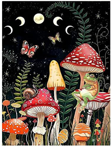 Diamond Painting Kits for Adults and Kids Mushrooms at night    -  12in x 16in Full Drill - Cozzzy Goods