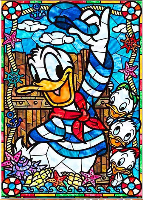 Diamond Painting Kits for Adults and Kids Donald Duck stained glass 12in x 16in Full Drill - Cozzzy Goods