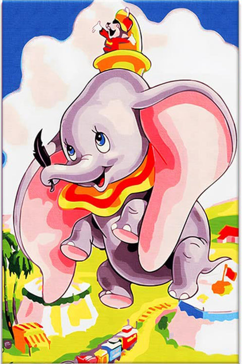 Diamond Painting Kits for Adults and Kids Elephant Dumbo  -  12in x 16in Full Drill - Cozzzy Goods
