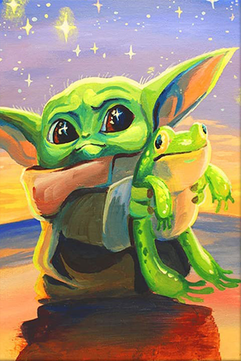 Diamond Painting Kits for Adults and Kids Yoda with Frog  -  12in x 16in Full Drill - Cozzzy Goods