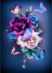 Beautiful Roses with Butterflies Diamond Painting Kits for Adults 12in x 16in Full Drill - Cozzzy Goods