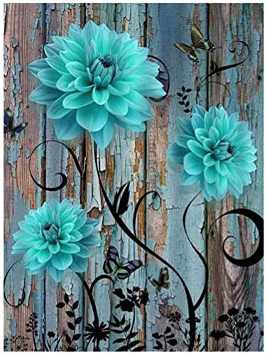 Diamond Painting Kits for Adults and Kids Blue Flowers  -  12in x 16in Full Drill - Cozzzy Goods