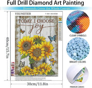 Diamond Painting Kits for Adults and Kids Bright Sunflowers "Today I Choose Joy" 12in x 16in Full Drill - Cozzzy Goods