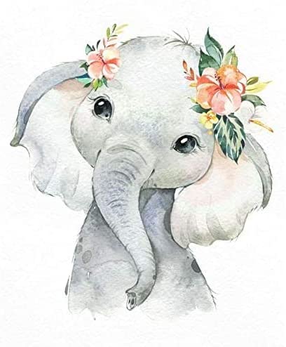 Diamond Art Kits for Adults and Kids Cute watercolor baby Elephant  12in x 16in Full Drill - Cozzzy Goods