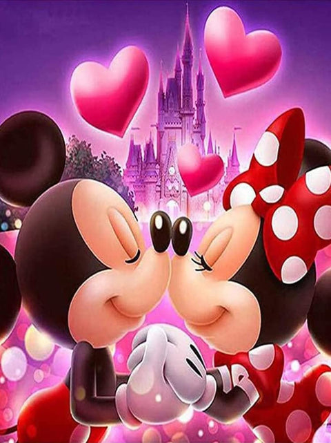 Diamond Painting Kits for Adults and Kids Mickey and Minnie kiss 12in x 16in Full Drill - Cozzzy Goods