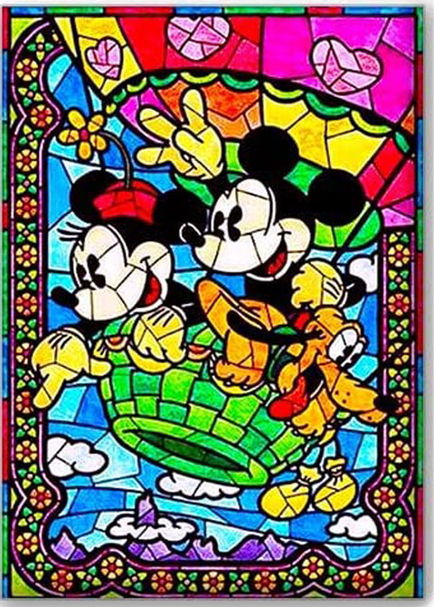 Diamond Painting Kits for Adults and Kids Mickey Mouse  stained glass 12in x 16in Full Drill - Cozzzy Goods
