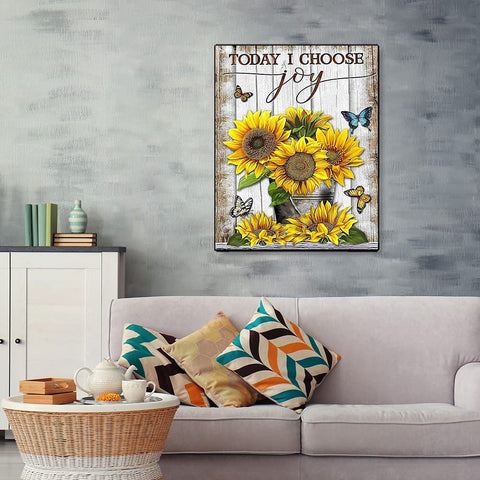 Diamond Painting Kits for Adults and Kids Bright Sunflowers "Today I Choose Joy" 12in x 16in Full Drill - Cozzzy Goods