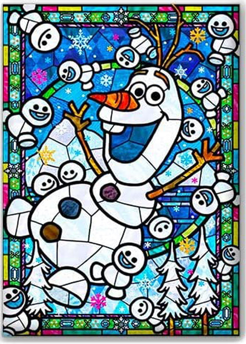 Diamond Painting Kits for Adults and Kids Snowman stained glass 12in x 16in Full Drill - Cozzzy Goods