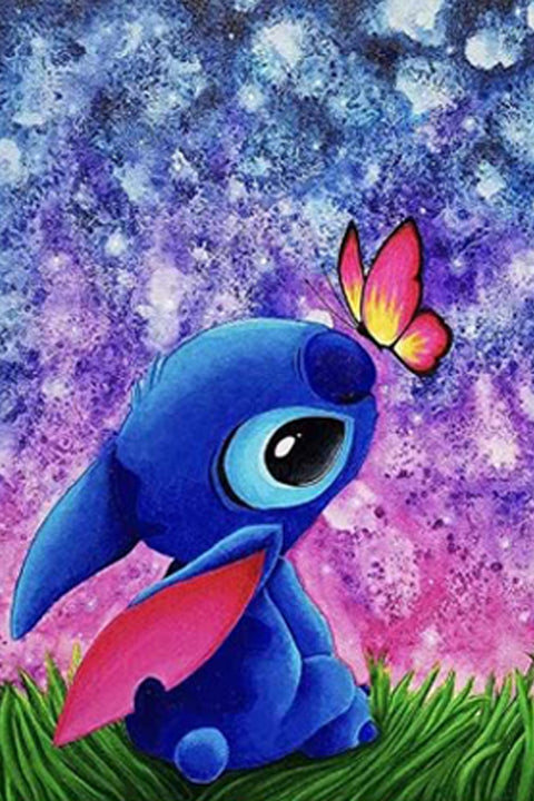 Diamond Art Kits cartoon Stitch and butterfly 12in x 16in Full Drill - Cozzzy Goods