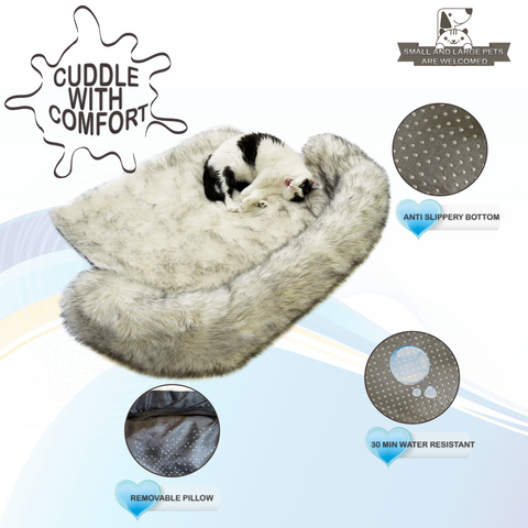 XX Large Luxury Fur Calming Dog Bed, Furniture Protector, for Large, Medium and Small Dogs and Cats - Cozzzy Goods