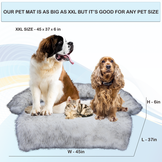 XX Large Luxury Fur Calming Dog Bed, Furniture Protector, for Large, Medium and Small Dogs and Cats - Cozzzy Goods